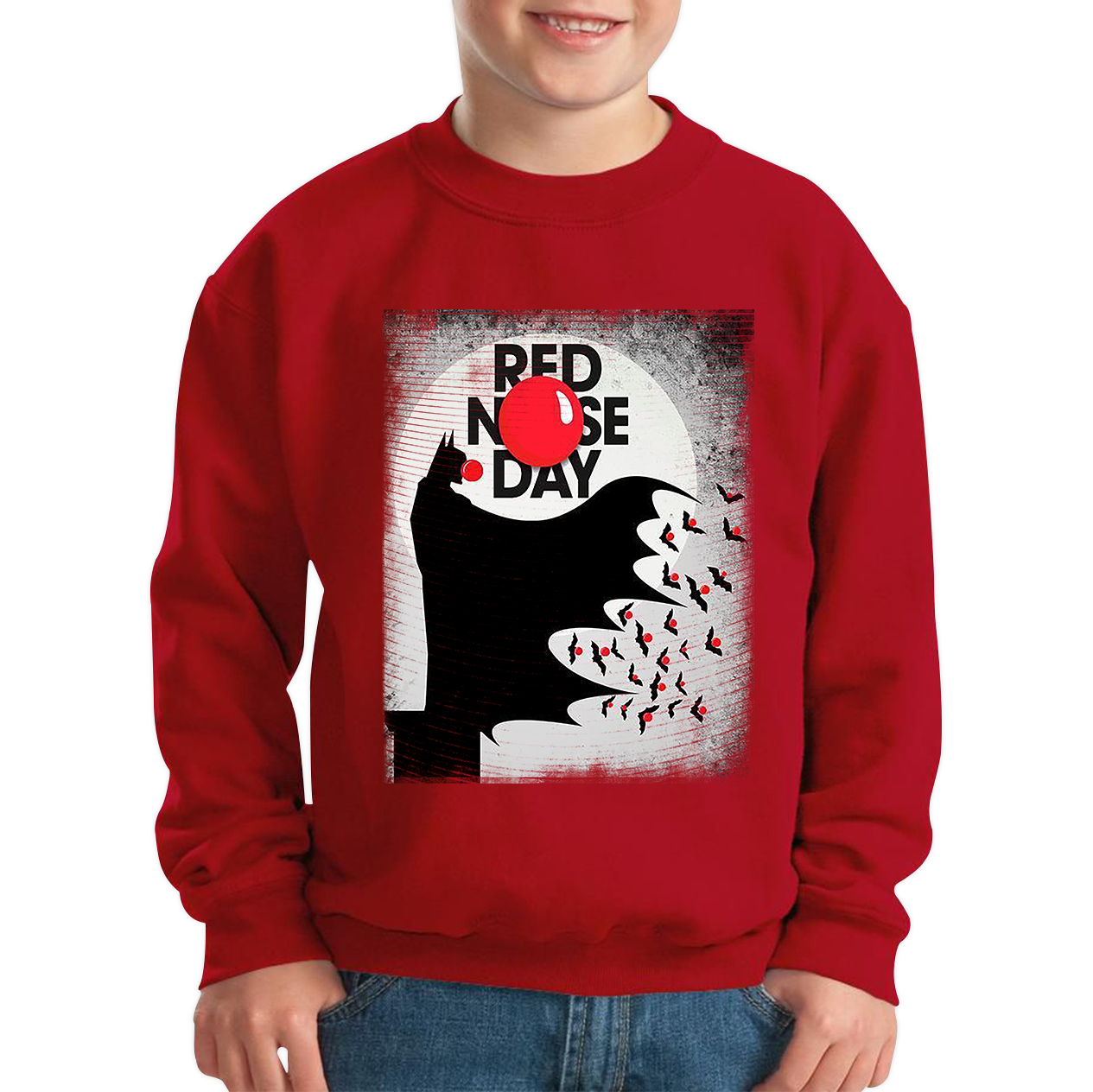 Batman Red Nose Day  Kids Sweatshirt. 50% Goes To Charity