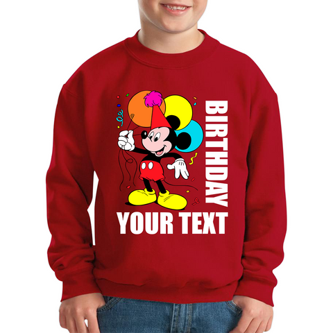 Personalised Disney Mickey Mouse Holding Balloons Birthday Your Text Disneyland Kids Jumper