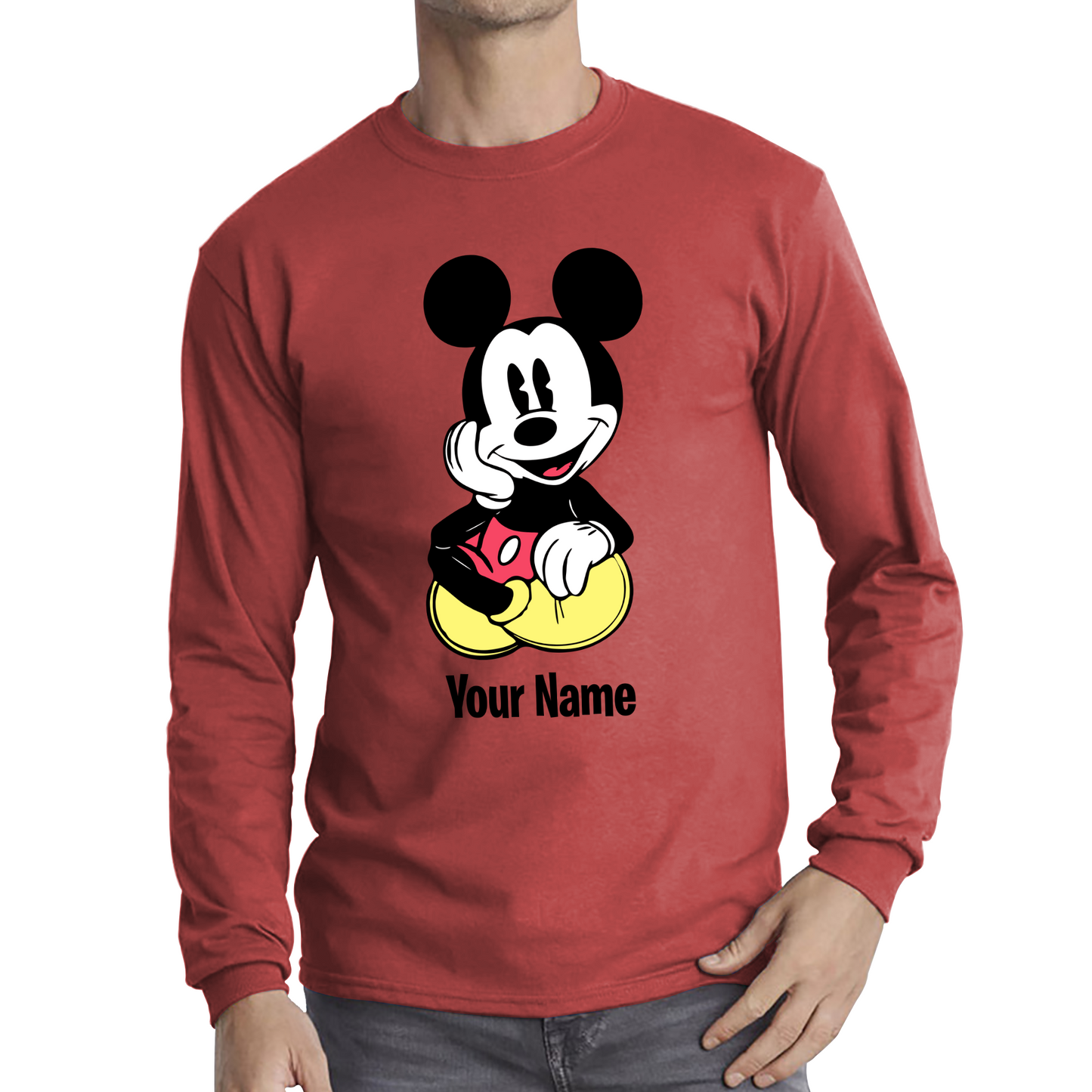 Personalised Disney Mickey Mouse Your Name Cartoon Character Disney World Walt Disney Long Sleeve T Shirt