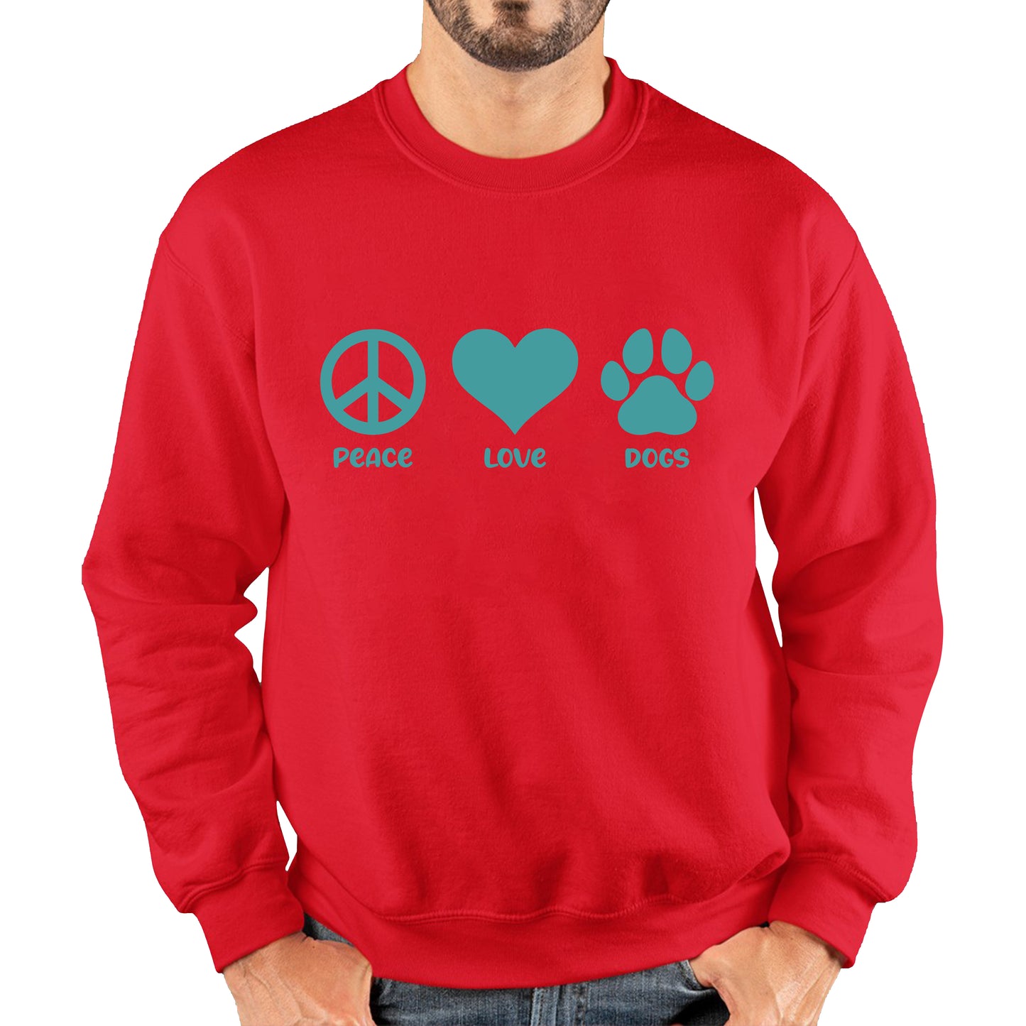 Peace Love Dogs Dog Paws Funny Dog Lovers Animal Pet Peace Logo Unisex Sweatshirt