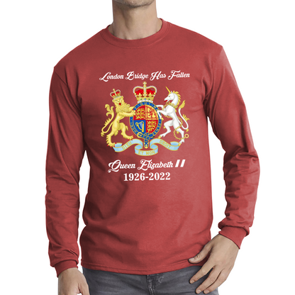London Bridge Has Fallen Queen Elizabeth II Union Jack Queen's Crown Long Sleeve T Shirt