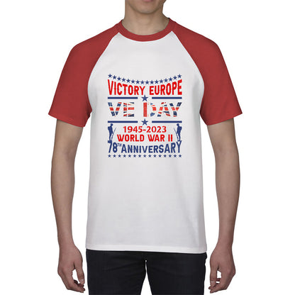 VE Day Victory In Europe Day Lest We Forget 1945-2023 World War II 78th Anniversary Remembrance Day British Veterans UK Baseball T Shirt