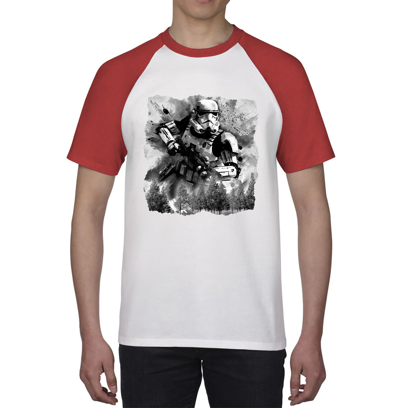 Hunter In The Forest Death Star Vintage Poster Graphic Movie Series Baseball T Shirt