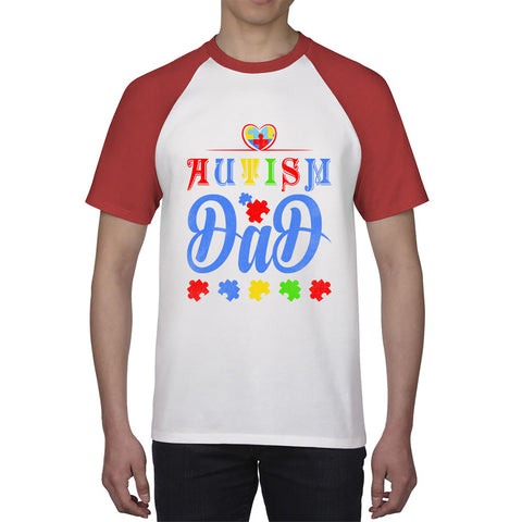 Autism Dad Autism Awareness Month Autism Support Proud Dad Autism Acceptance Puzzle Piece Baseball T Shirt