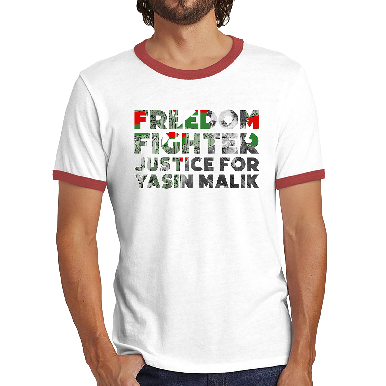 Freedom Fighter Justice For Yasin Malik Proud And Brave Leader Stand With Kashmir And Yasin Malik Ringer T Shirt