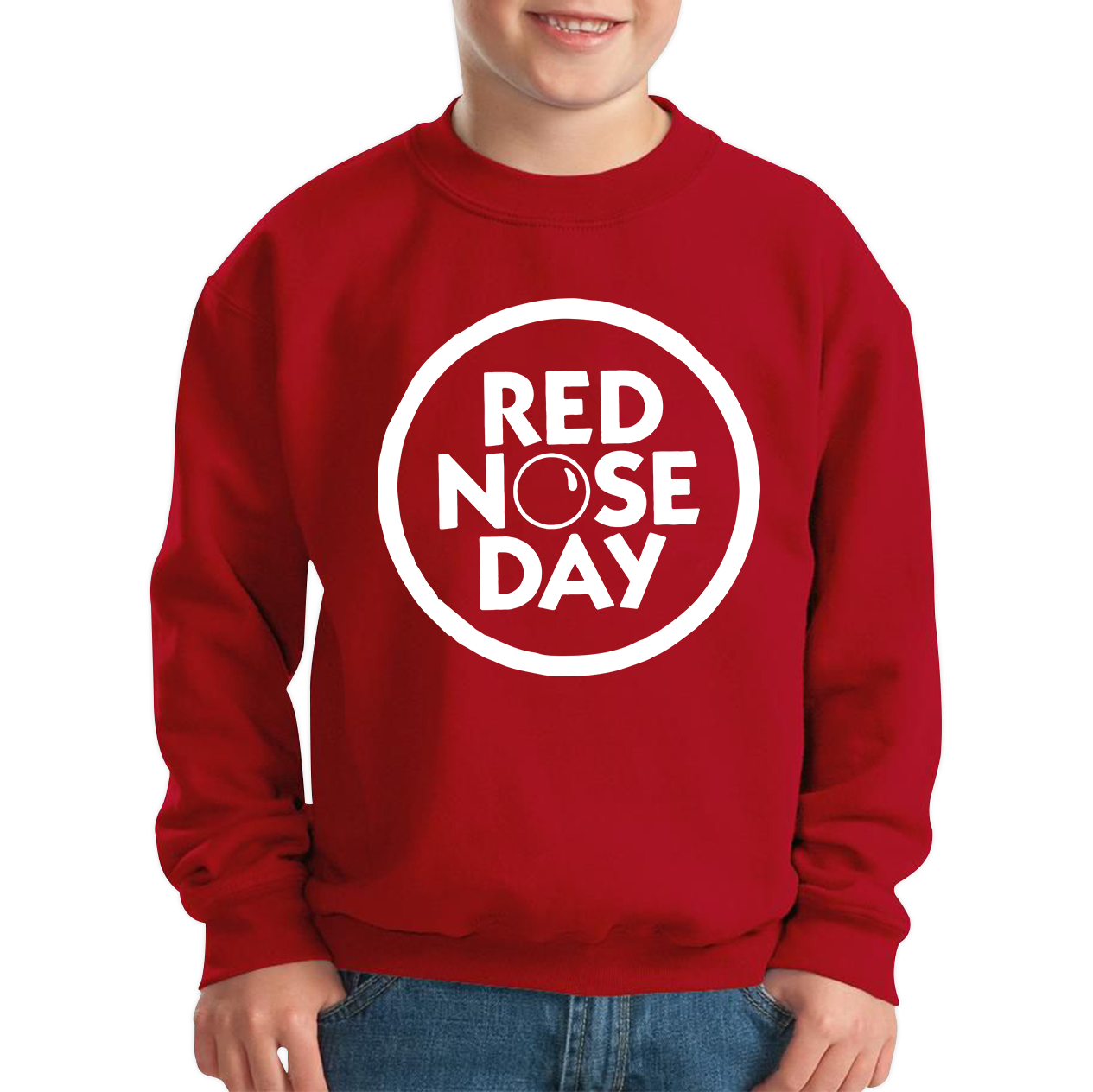 Comic Relief jumper Red Nose Day Kids Sweatshirt. 50% Goes To Charity