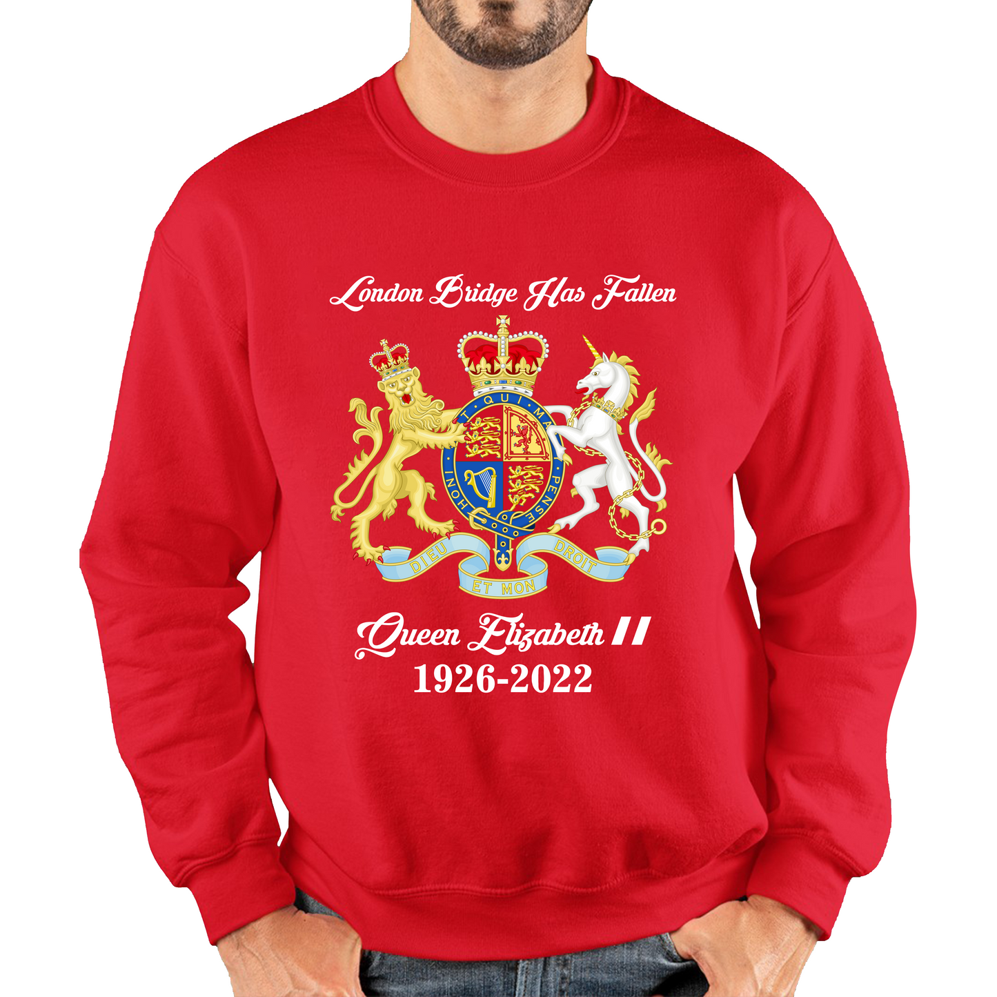 London Bridge Has Fallen Queen Elizabeth II Union Jack Queen's Crown Unisex Sweatshirt