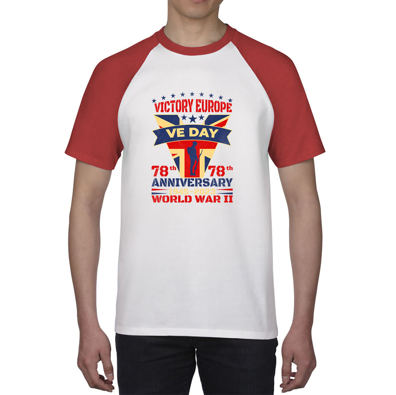 VE Day Victory In Europe Day Lest We Forget 1945-2023 World War II 78th Anniversary Remembrance Day British UK Veterans Baseball T Shirt