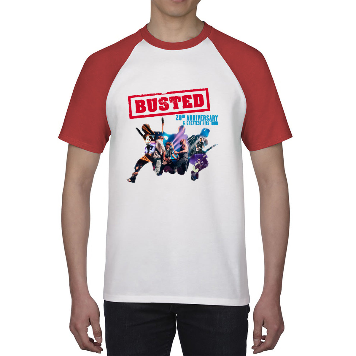 Busted 20th Anniversary & Greatest Hits Tour Busted Singers Pop Punk Music Band Baseball T Shirt