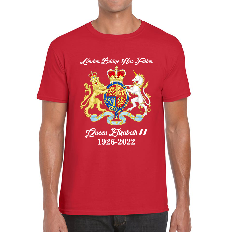 London Bridge Has Fallen Queen Elizabeth II Union Jack Queen's Crown Mens Tee Top