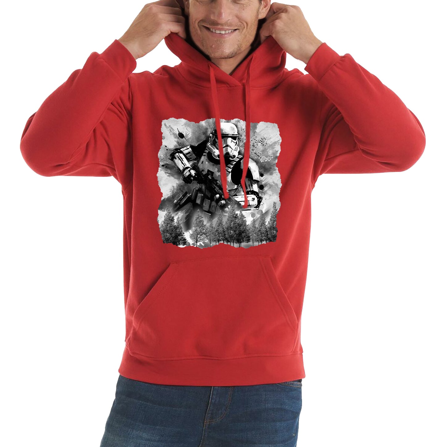 Hunter In The Forest Death Star Vintage Poster Graphic Movie Series Unisex Hoodie