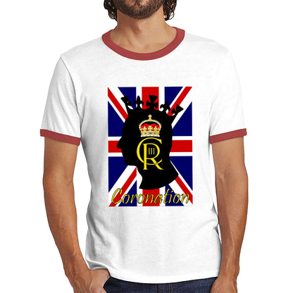 CR III Coronation Of King Charles III Royal Crown British Flag Great Britain Union Jack Ringer T Shirt