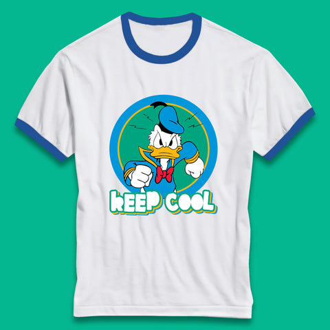 Keep Cool Donald Duck Animated Cartoon Character Angry Duck Disneyland Trip Disney Vacations Ringer T Shirt
