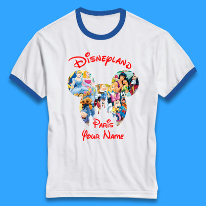 Personalised Disney Land Paris Mickey Minnie Mouse All Disney Characters Cartoons Magical Kingdom Disney Castle Disneyland Vacation Trip Ringer T Shirt