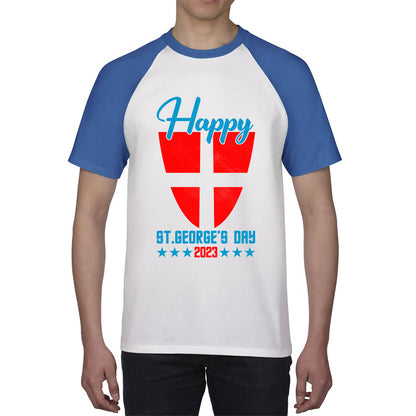 Happy St George's Day 2023 Saint George Cross Shield England Flag Religious Warriors St George Day Baseball T Shirt