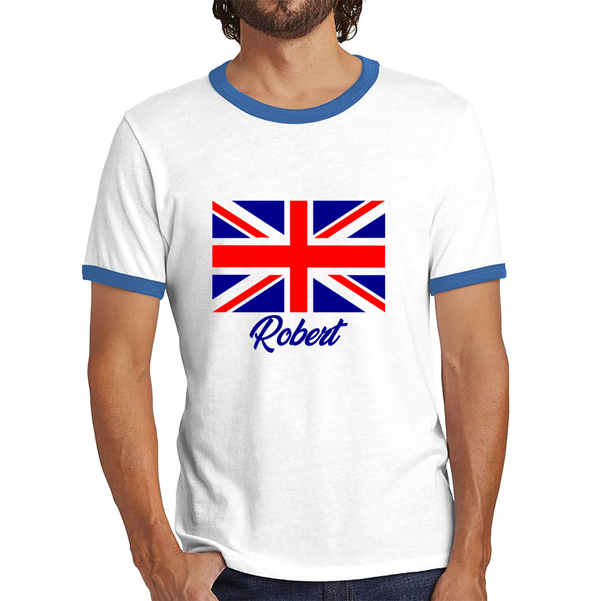 Personalised UK United Kingdom Flag Your Name Great Britain Union Jack Patriotism Proud British Citizen Long Live UK Forever Ringer T Shirt