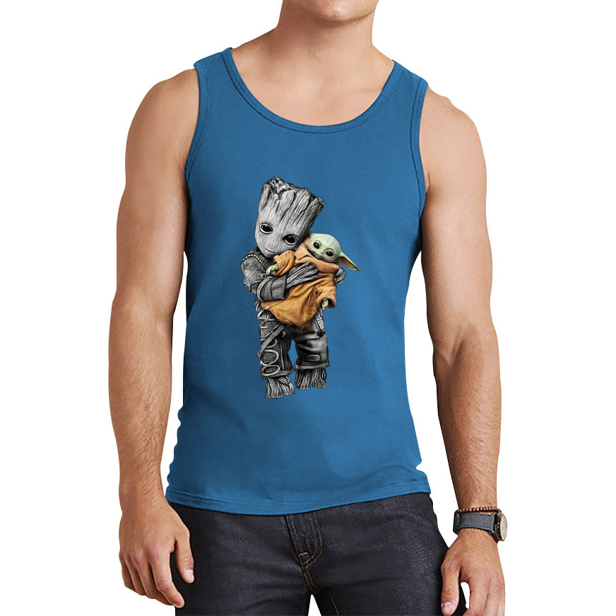 Baby Groot Holding Baby Yoda Avengers Hero Star Avenger Jedi Wars Star Wars Day 46th Anniversary Tank Top