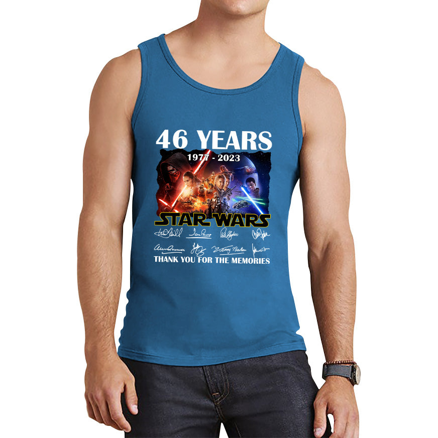 Disney Star Wars Day 46th Anniversary 1977-2023 The Force Awakens Characters Signatures Thank You For The Memories Tank Top