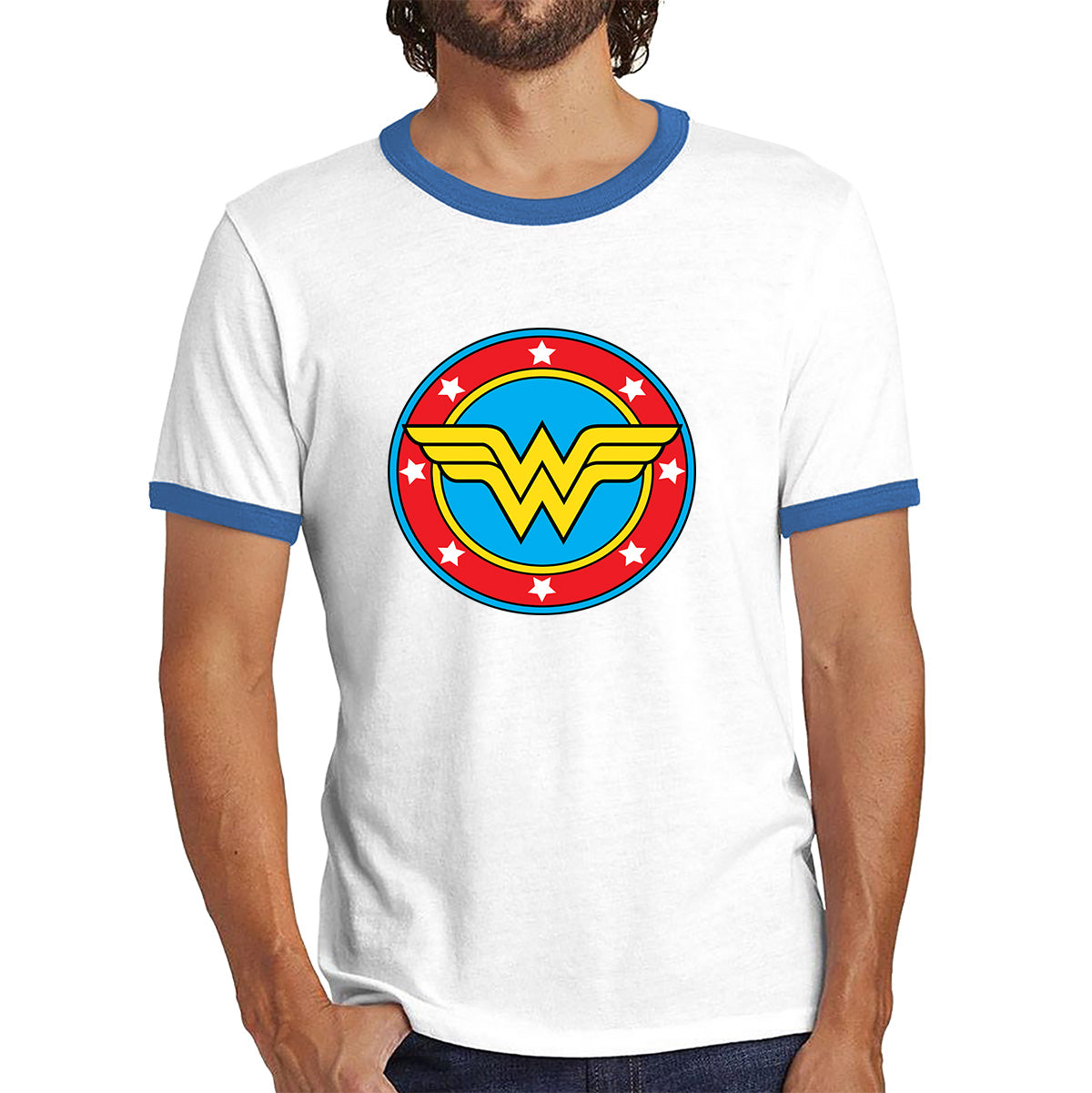 Wonder Woman Shield Logo Superhero Wonder Girl Comic Book Character Super Woman Ringer T Shirt