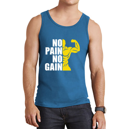 No Pain No Gain Gym Workout Fitness Bodybuilding Training Motivational Quote Muscle Body Flexing Tank Top