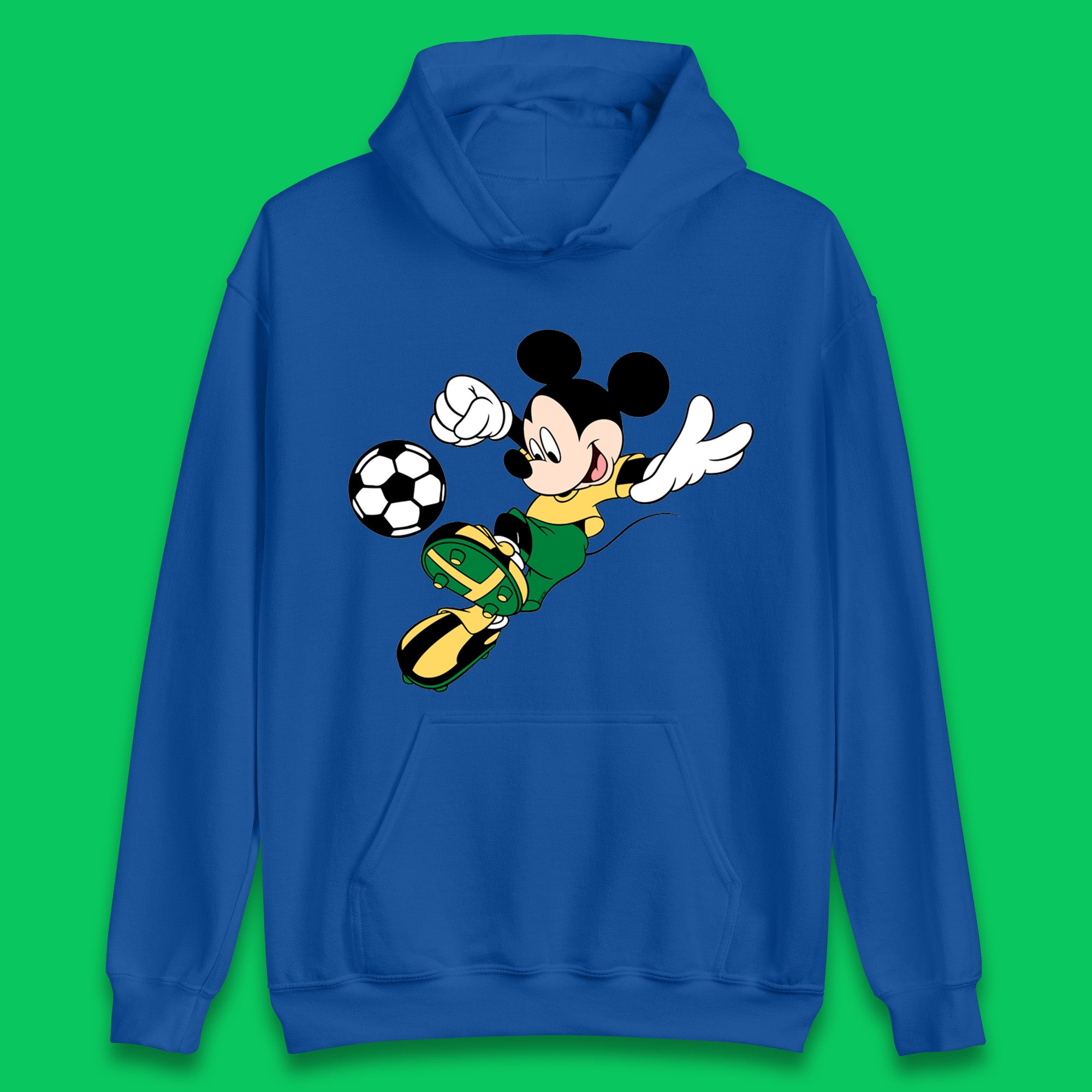 Mickey Mouse Kicking Football Soccer Player Disney Cartoon Mickey Soccer Player Football Team Unisex Hoodie