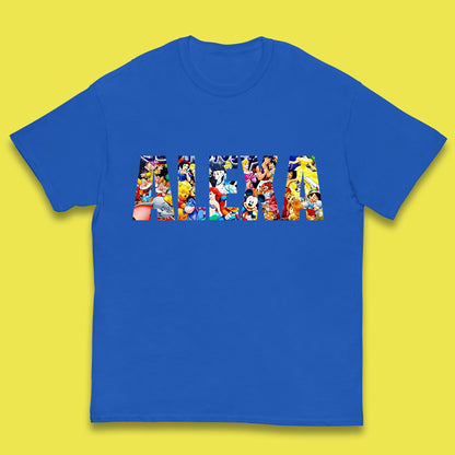 Personalised All Disney Fictional Characters Disney Family Animated Cartoons Movies Characters Disney World Kids T Shirt