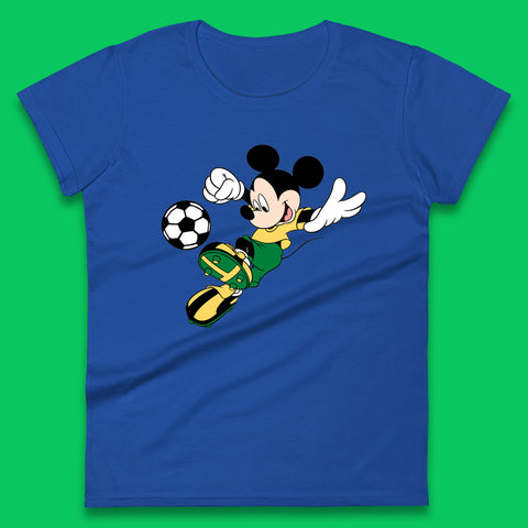 Mickey Mouse Kicking Football Soccer Player Disney Cartoon Mickey Soccer Player Football Team Womens Tee Top