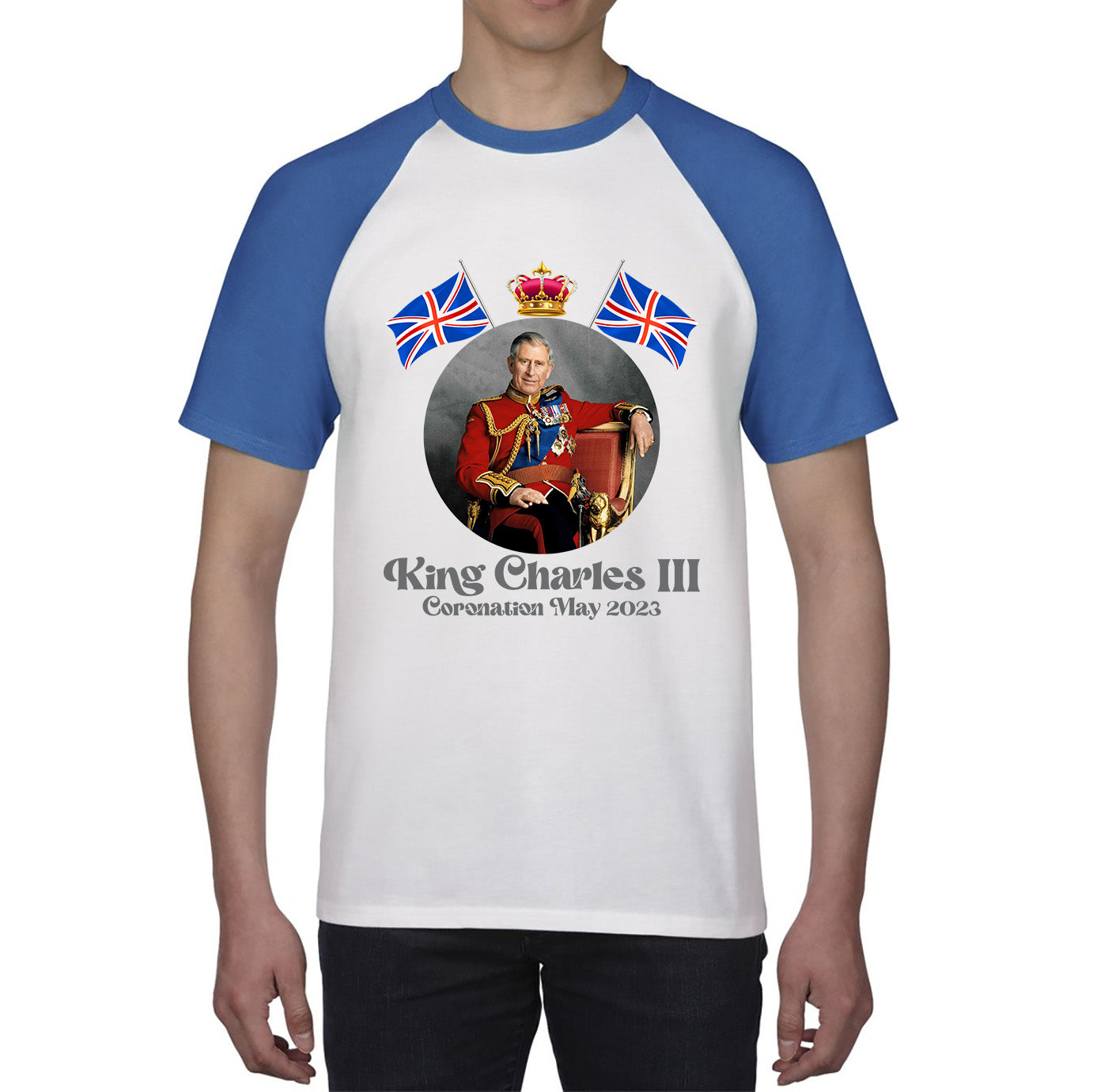 King Charles III 6th May 2023 Coronation British Flags Royal Crown CR III Union Jack His Majesty Baseball T Shirt