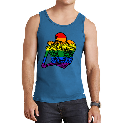 Kissing Skeletons Gay Pride LGBT Gay Skull Halloween LGBTQ+ Rainbow Pride Month Tank Top