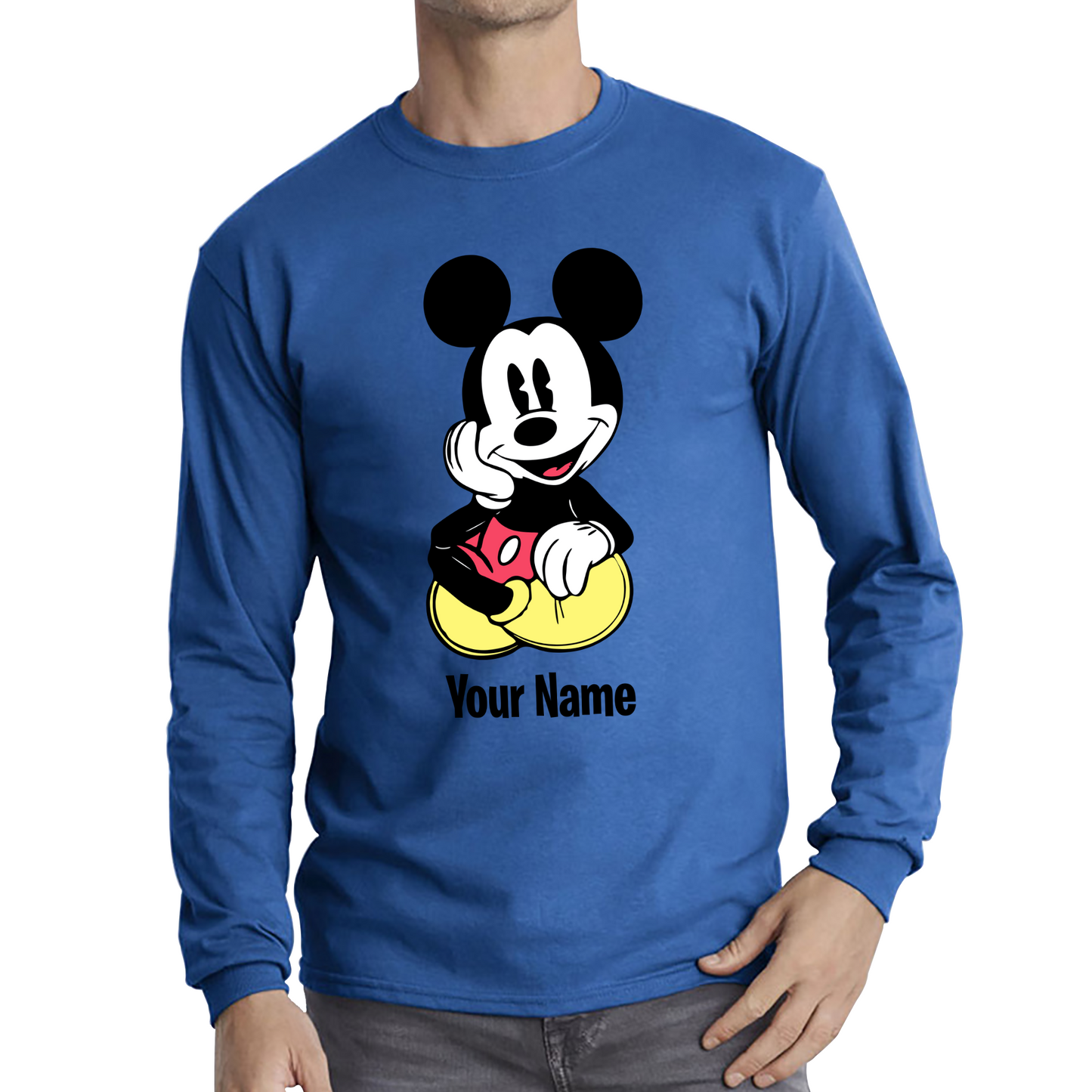 Personalised Disney Mickey Mouse Your Name Cartoon Character Disney World Walt Disney Long Sleeve T Shirt