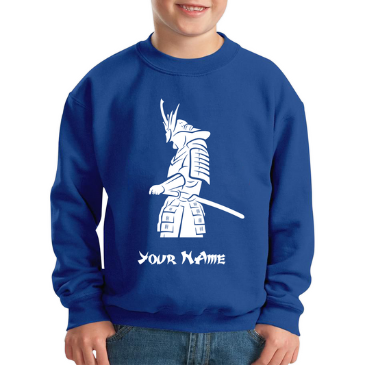 Personalised Samurai Your Name Japanese Retro Samurai Warrior Judo Karate MMA Swords Kids Jumper