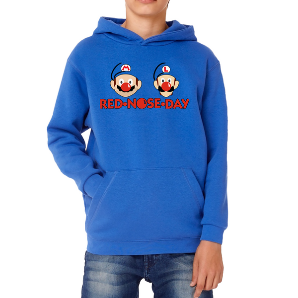 Super Mario Bros Red Nose Day Kids Hoodie. 50% Goes To Charity