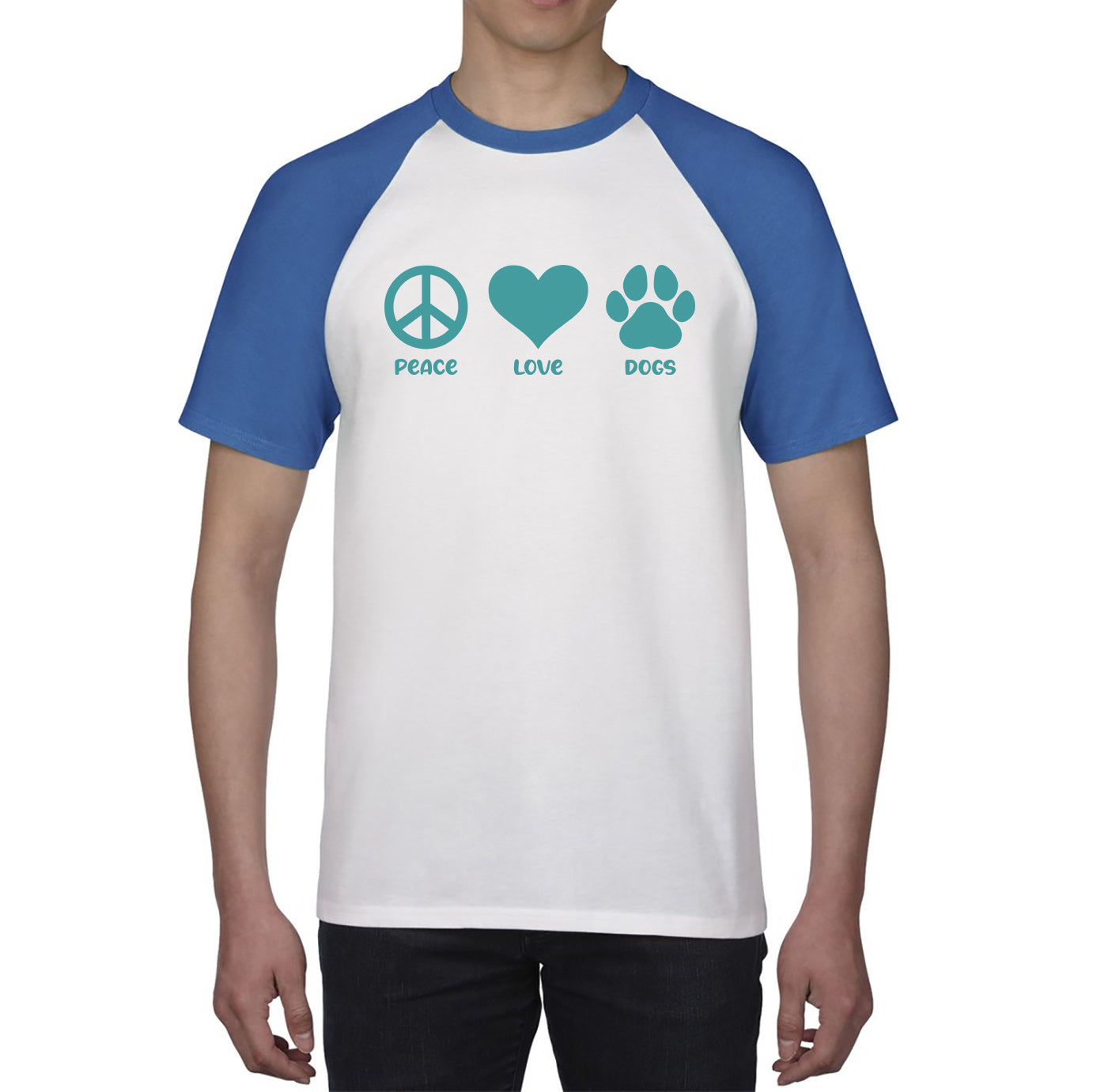 Peace Love Dogs Dog Paws Funny Dog Lovers Animal Pet Peace Logo Baseball T Shirt