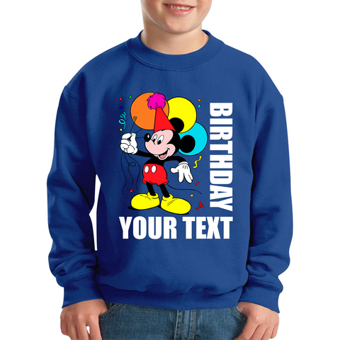 Personalised Disney Mickey Mouse Holding Balloons Birthday Your Text Disneyland Kids Jumper