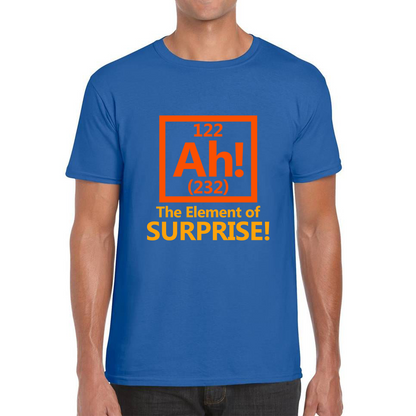 Ah The Element Of Surprise Funny Novelty Scientist Periodic Table Joke Mens Tee Top