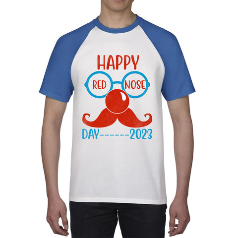 Happy Red Nose Day 2023 Glasses Moustache Child Poverty Awareness Party Wear Baseball T Shirt