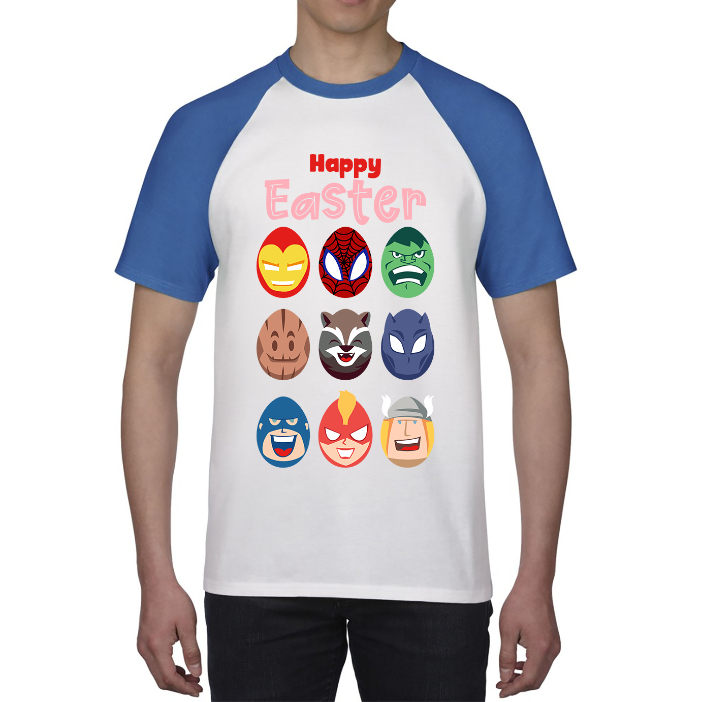 Happy Easter Marvel Avengers Characters Face Avengers Characters Easter Day Happy Easter Cute Superhero Baseball T Shirt