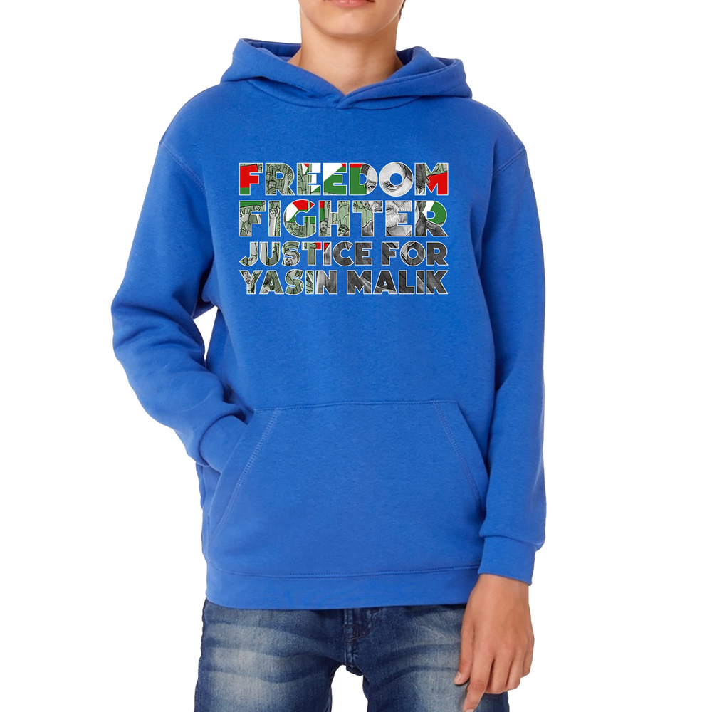 Freedom Fighter Justice For Yasin Malik Proud And Brave Leader Stand With Kashmir And Yasin Malik Kids Hoodie