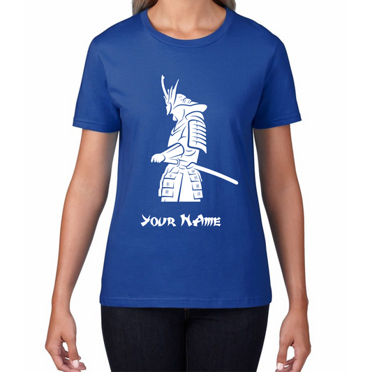 Personalised Samurai Your Name Japanese Retro Samurai Warrior Judo Karate MMA Swords Womens Tee Top