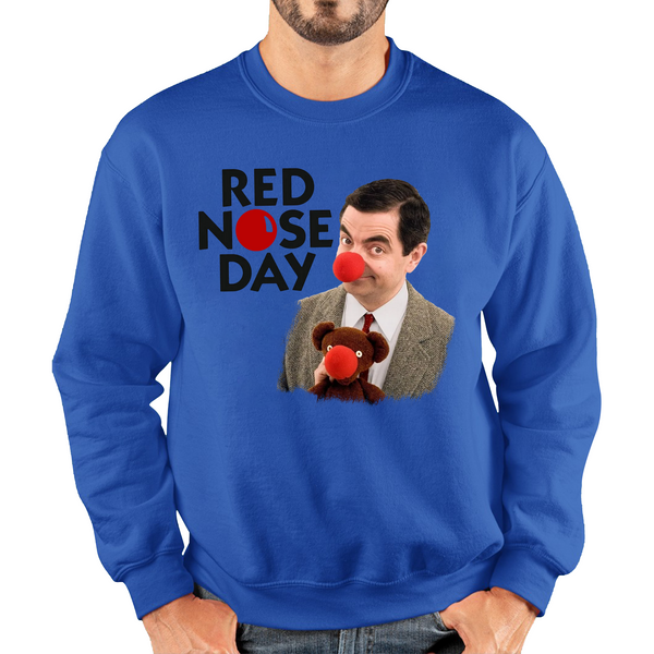 Red Nose Day Funny Mr Bean Adult Sweatshirt. 50% Goes To Charity