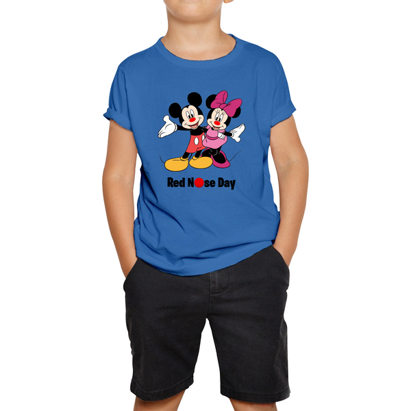 Mickey And Minnie Mouse Red Nose Day Kids T Shirt. 50% Goes To Charity