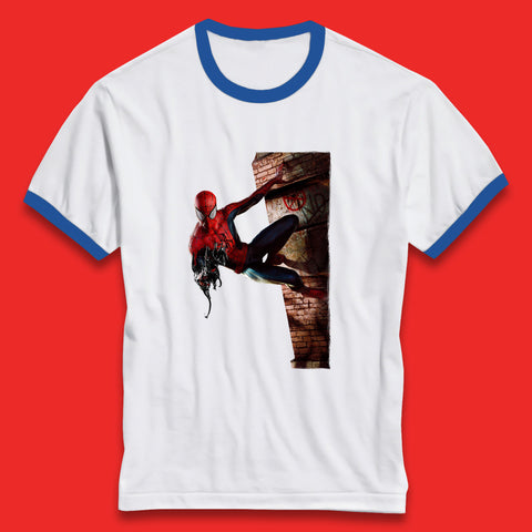Spider-Man Venom Takeover Spiderman On Building Marvel Comics Character Superhero Marvel Spiderman Ringer T Shirt