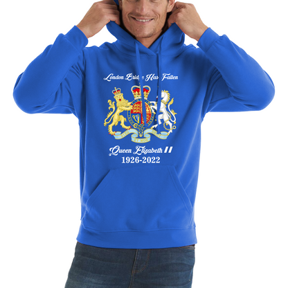 London Bridge Has Fallen Queen Elizabeth II Union Jack Queen's Crown Unisex Hoodie