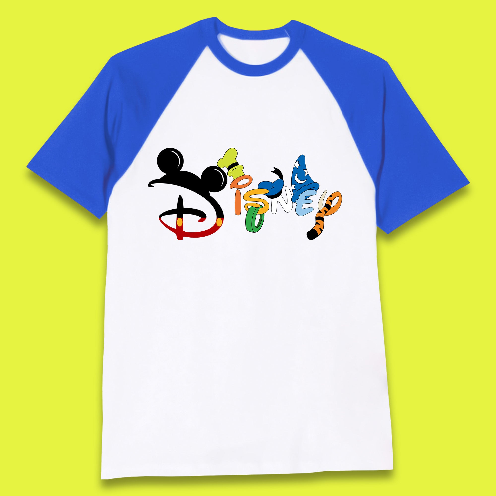 Disney Club Cartoon Characters Mickey Mouse Minnie Mouse Donald Duck Pluto Goofy Sorcerer Mickey Hat Tigger Disney World Trip Baseball T Shirt