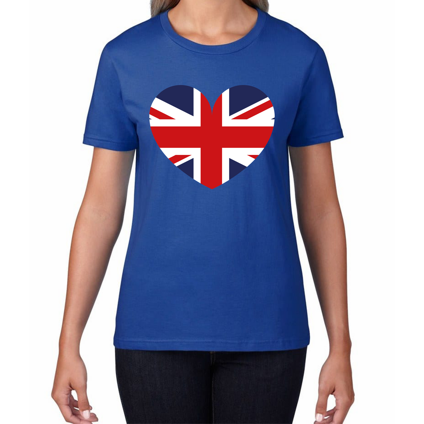 Uk Flag Heart Shape Battle Of Boyne's Queen Platinum Jubilee British Royal Womens Tee Top