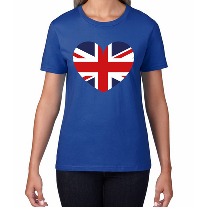 Uk Flag Heart Shape Battle Of Boyne's Queen Platinum Jubilee British Royal Womens Tee Top