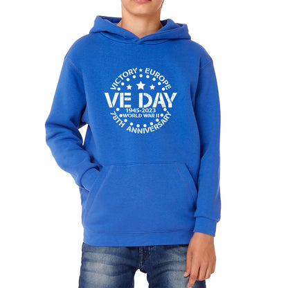 Victory In Europe VE Day 1945-2023 78th Anniversary Armed Forces Victory Day Remembrance Day Kids Hoodie