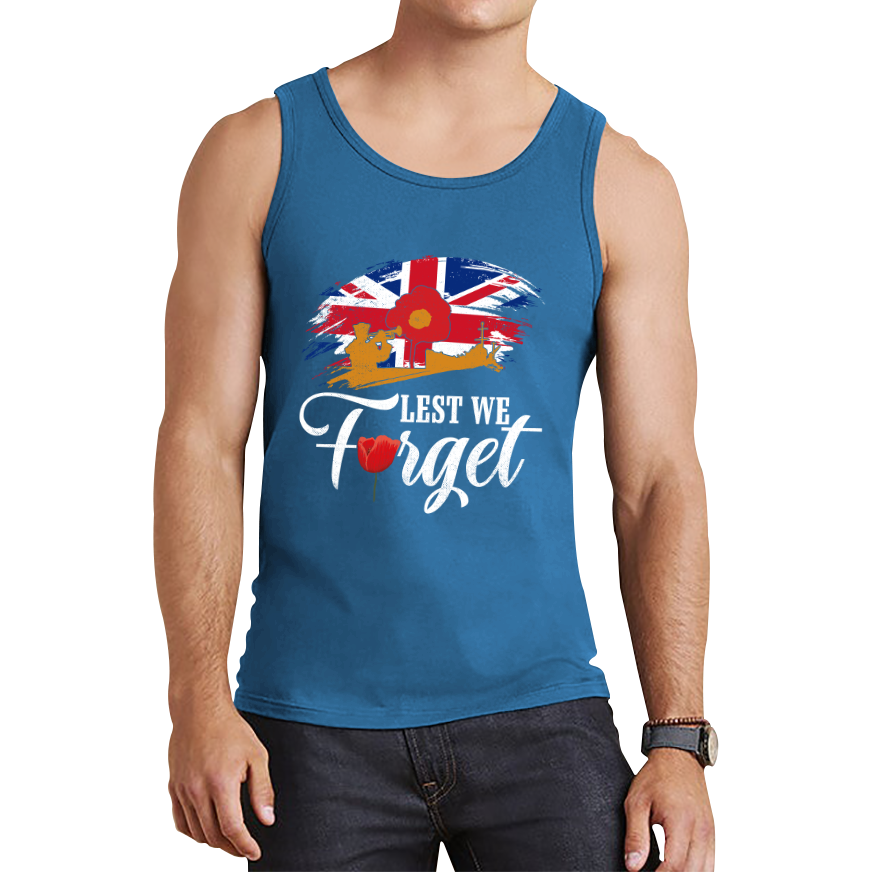 Poppy Flowers Lest We Forget Anzac Day British Veterans Tank Top