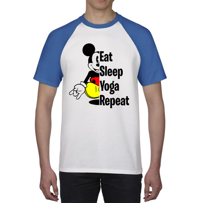 Mickey Mouse Eat Sleep Yoga Repeat Funny Disney Land Exercise Yoga Baseball T Shirt