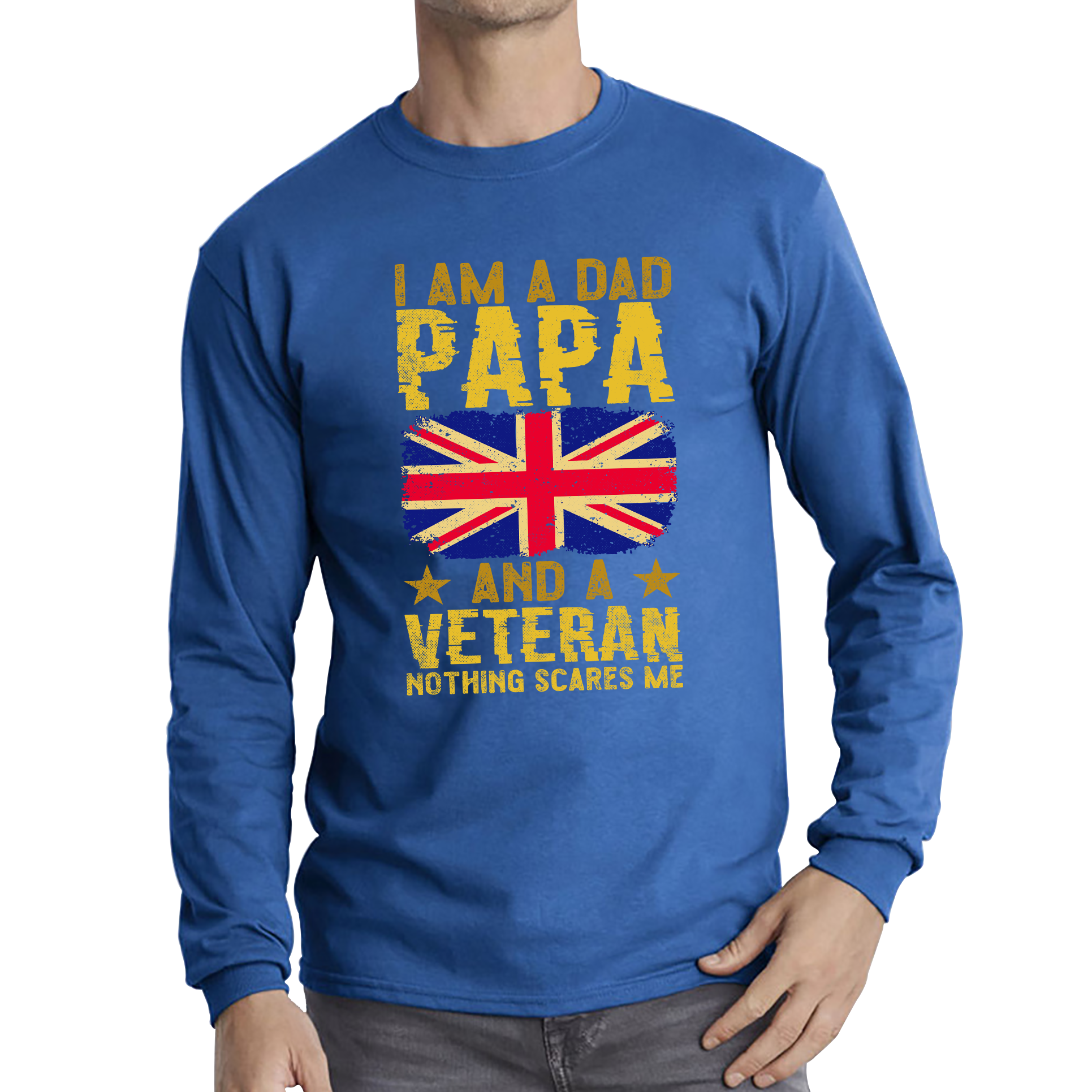 I Am A  Dad, Papa And A Veteran Nothing Scares Me Fathers Day T Shirt